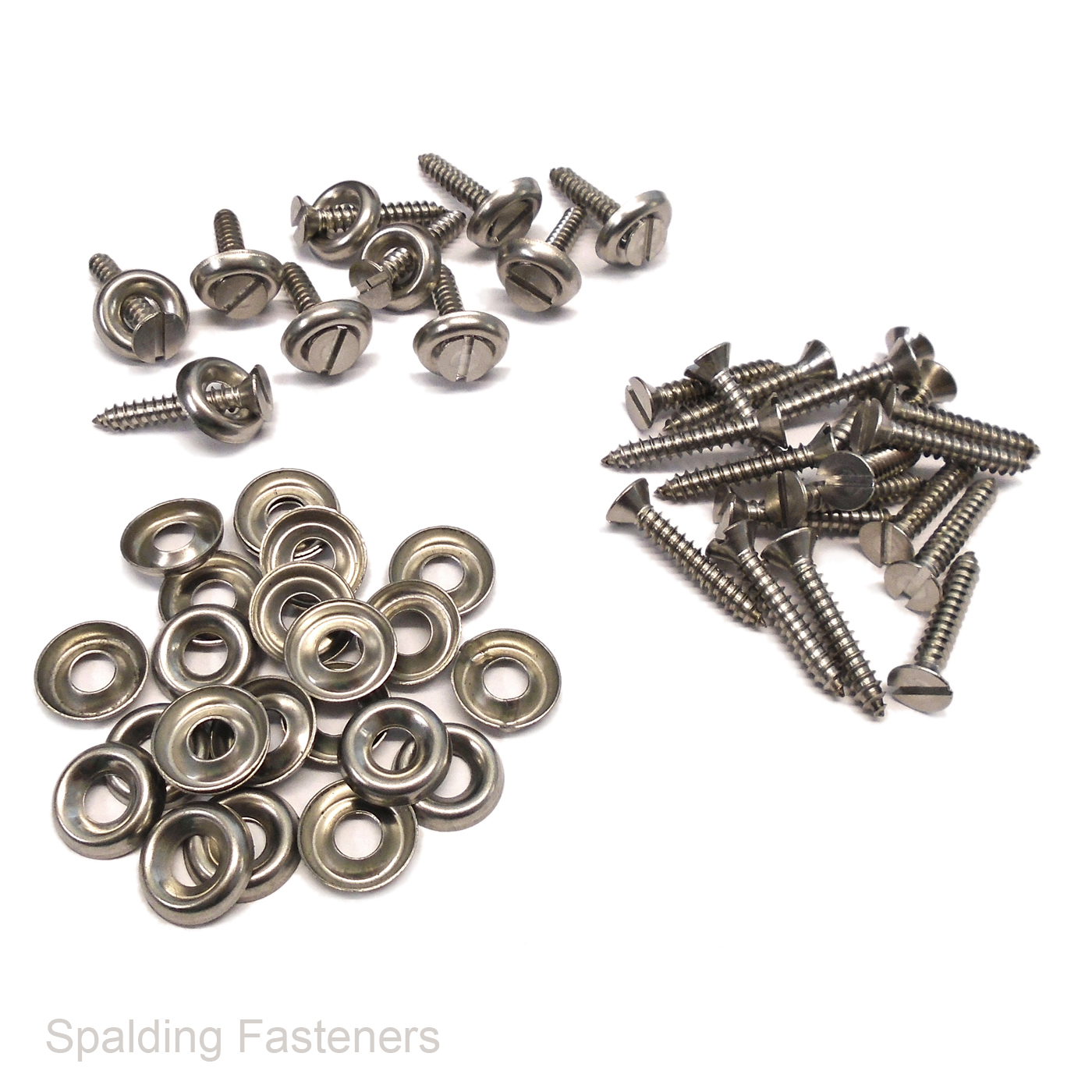 A2 Stainless Countersunk Slot Screws & Finishing Cup Washers No6 No8